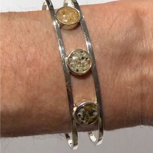 Silver and Brown Women's Dune cuff Bracelet